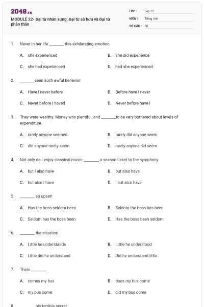 MODULE 22- Đại từ nhân xưng, Đại từ sở hữu và Đại từ phản thân