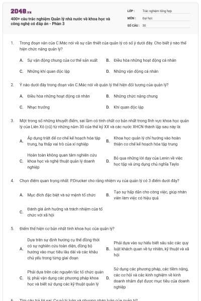 400+ câu trắc nghiệm Quản lý nhà nước về khoa học và công nghệ có đáp án - Phần 3