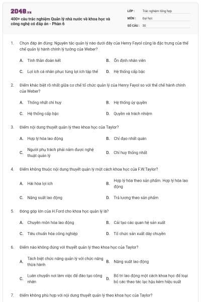 400+ câu trắc nghiệm Quản lý nhà nước về khoa học và công nghệ có đáp án - Phần 6