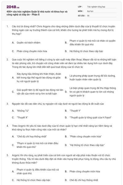400+ câu trắc nghiệm Quản lý nhà nước về khoa học và công nghệ có đáp án - Phần 8