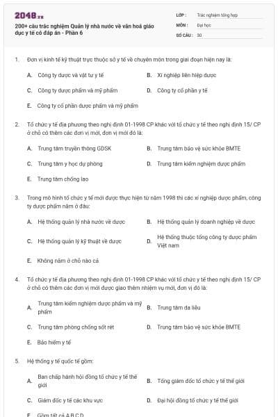 200+ câu trắc nghiệm Quản lý nhà nước về văn hoá giáo dục y tế có đáp án - Phần 6