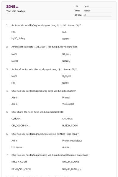 Tính chất hóa học