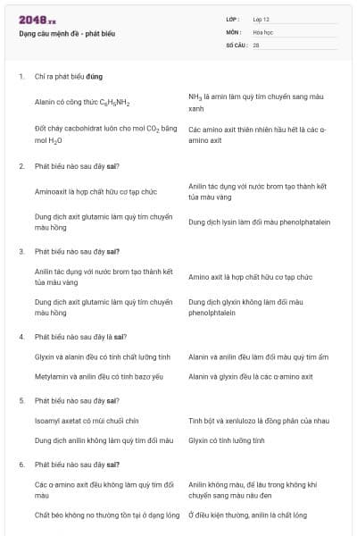 Dạng câu mệnh đề - phát biểu