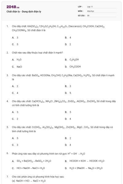 Chất điện ly - Dung dịch điện ly