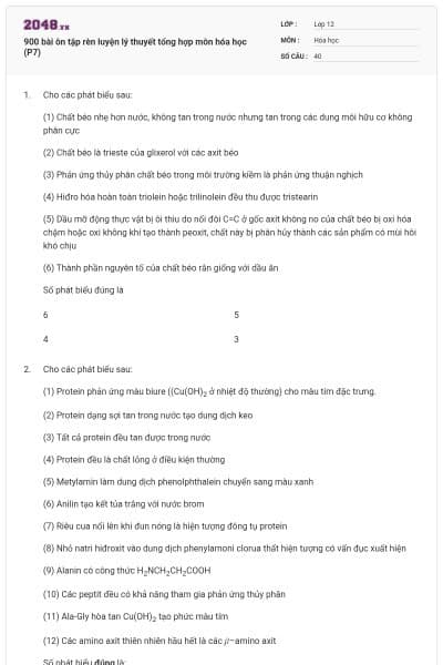 900 bài ôn tập rèn luyện lý thuyết tổng hợp môn hóa học (P7)