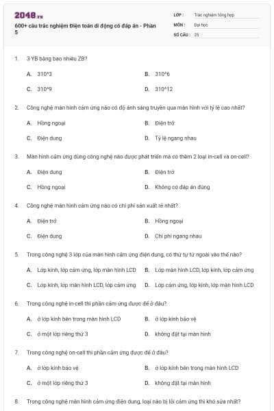 600+ câu trắc nghiệm Điện toán di động có đáp án - Phần 5