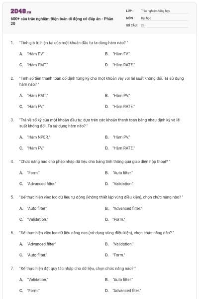 600+ câu trắc nghiệm Điện toán di động có đáp án - Phần 20