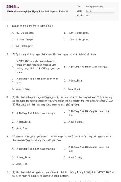 1200+ câu trắc nghiệm Ngoại khoa I có đáp án - Phần 21