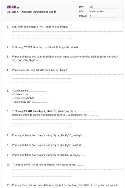 Giải VBT KHTN 8 Cánh Diều Oxide có đáp án
