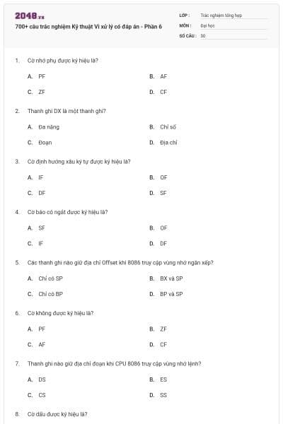 700+ câu trắc nghiệm Kỹ thuật Vi xử lý có đáp án - Phần 6