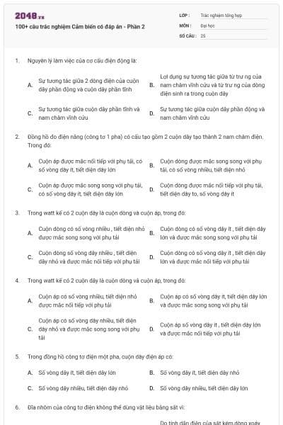 100+ câu trắc nghiệm Cảm biến có đáp án - Phần 2