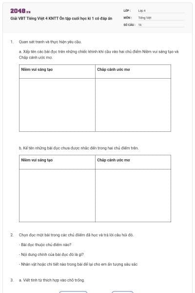 Giải VBT Tiếng Việt 4 KNTT Ôn tập cuối học kì 1 có đáp án