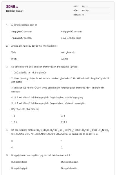 Bài kiểm tra số 1