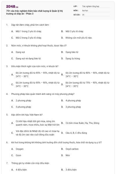 75+ câu trắc nghiệm Đảm bảo chất lượng & Quản lý thị trường có đáp án - Phần 3