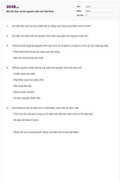Bài 38: Bảo vệ tài nguyên sinh vật Việt Nam