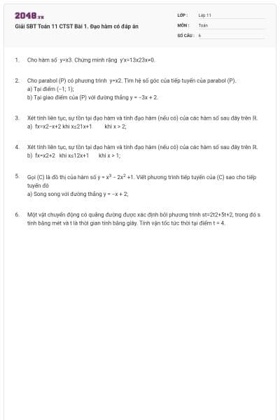 Giải SBT Toán 11 CTST Bài 1. Đạo hàm có đáp án