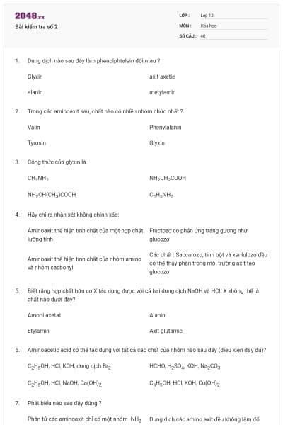 Bài kiểm tra số 2