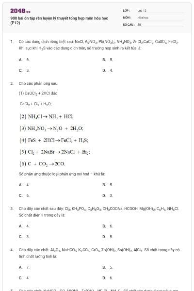 900 bài ôn tập rèn luyện lý thuyết tổng hợp môn hóa học (P12)