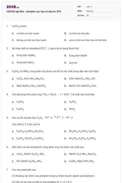 208 Bài tập Nito - photpho cực hay có đáp án (P4)