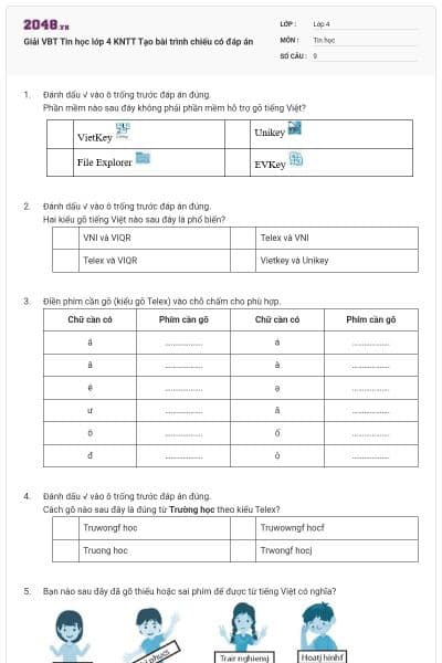 Giải VBT Tin học lớp 4 KNTT Tạo bài trình chiếu có đáp án