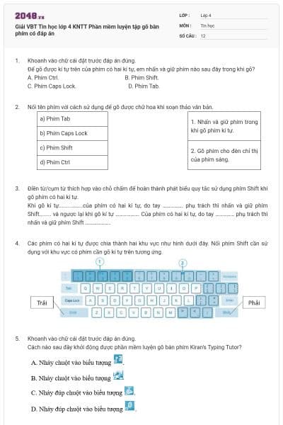 Giải VBT Tin học lớp 4 KNTT Phần mềm luyện tập gõ bàn phím có đáp án