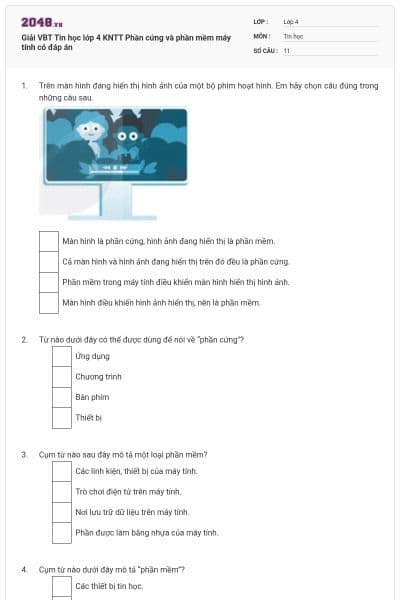 Giải VBT Tin học lớp 4 KNTT Phần cứng và phần mềm máy tính có đáp án