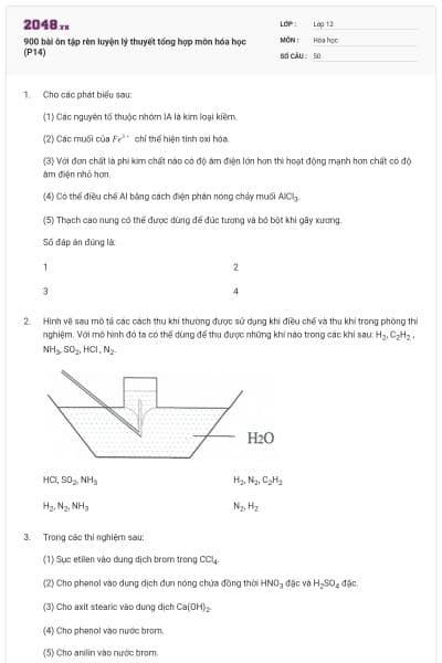 900 bài ôn tập rèn luyện lý thuyết tổng hợp môn hóa học (P14)