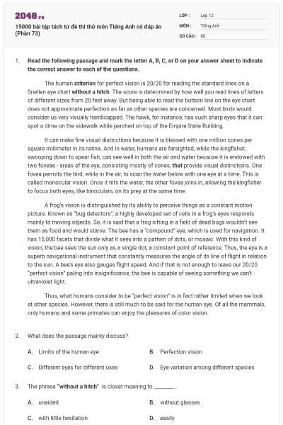 15000 bài tập tách từ đề thi thử môn Tiếng Anh có đáp án (Phần 73)