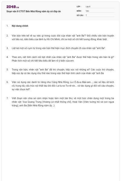 Soạn văn 8 CTST Bến Nhà Rồng năm ấy có đáp án