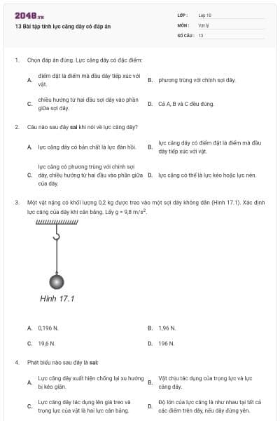13 Bài tập tính lực căng dây có đáp án