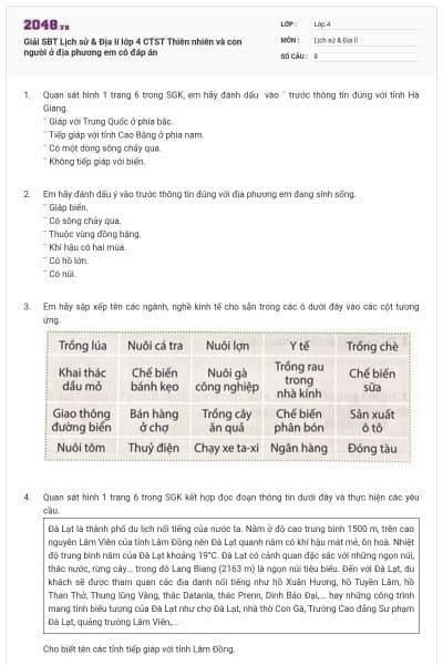 Giải SBT Lịch sử & Địa lí lớp 4 CTST Thiên nhiên và con người ở địa phương em có đáp án