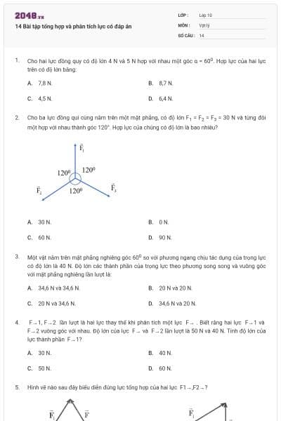 14 Bài tập tổng hợp và phân tích lực có đáp án