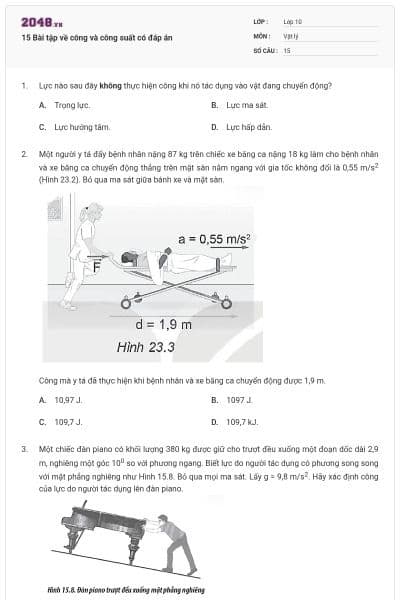 15 Bài tập về công và công suất có đáp án