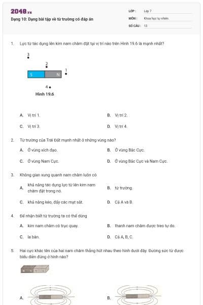 Dạng 10: Dạng bài tập về từ trường có đáp án