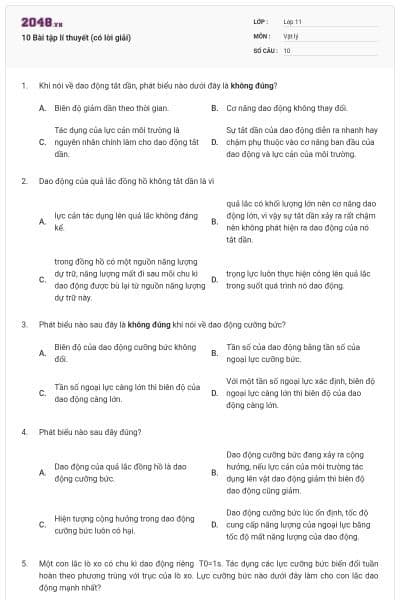 10 Bài tập lí thuyết (có lời giải)