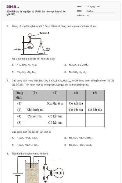 229 Bài tập thí nghiệm từ đề thi đại học cực hay có lời giải(P2)
