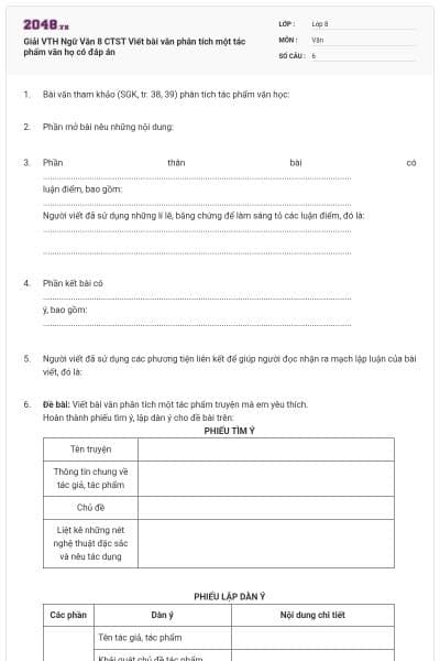 Giải VTH Ngữ Văn 8 CTST Viết bài văn phân tích một tác phẩm văn họ có đáp án