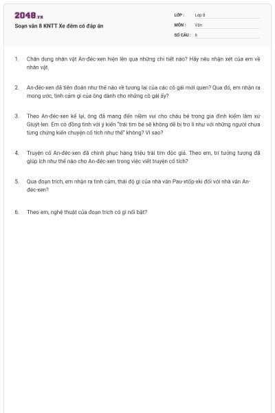 Soạn văn 8 KNTT Xe đêm có đáp án