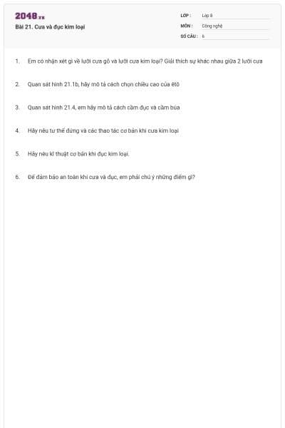 Bài 21. Cưa và đục kim loại