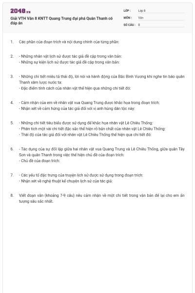 Giải VTH Văn 8 KNTT Quang Trung đại phá Quân Thanh có đáp án