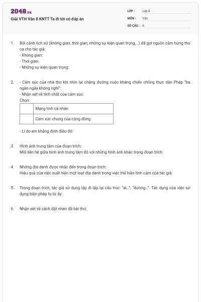 Giải VTH Văn 8 KNTT Ta đi tới có đáp án