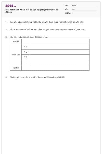 Giải VTH Văn 8 KNTT Viết bài văn kể lại một chuyến đi có đáp án