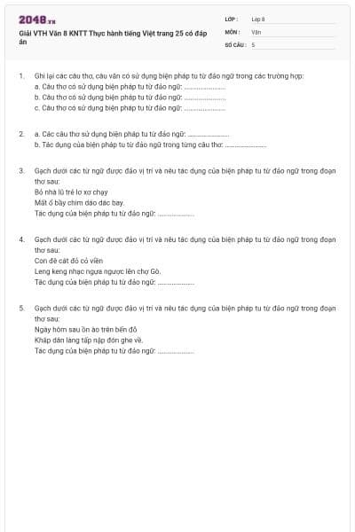 Giải VTH Văn 8 KNTT Thực hành tiếng Việt trang 25 có đáp án