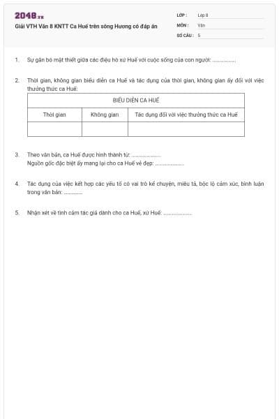 Giải VTH Văn 8 KNTT Ca Huế trên sông Hương có đáp án