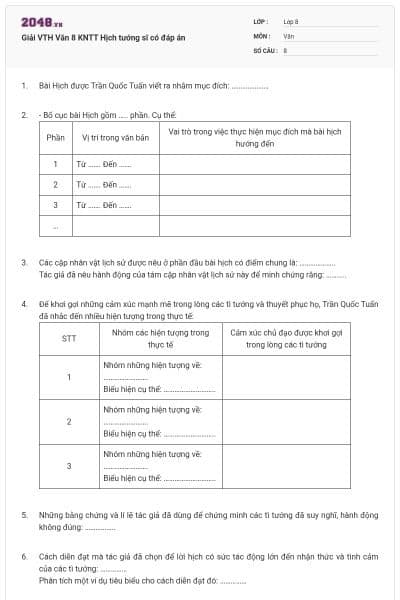 Giải VTH Văn 8 KNTT Hịch tướng sĩ có đáp án