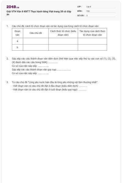 Giải VTH Văn 8 KNTT Thực hành tiếng Việt trang 38 có đáp án