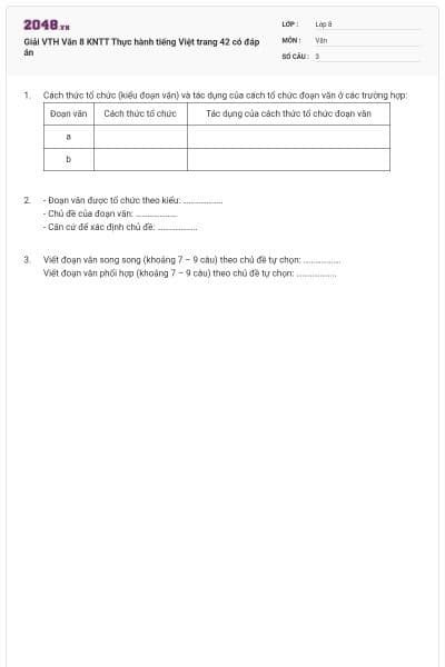 Giải VTH Văn 8 KNTT Thực hành tiếng Việt trang 42 có đáp án