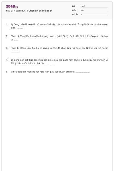 Giải VTH Văn 8 KNTT Chiếu dời đô có đáp án