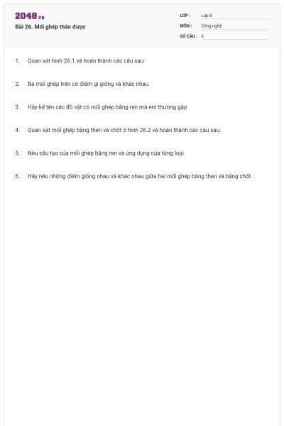 Bài 26. Mối ghép tháo được