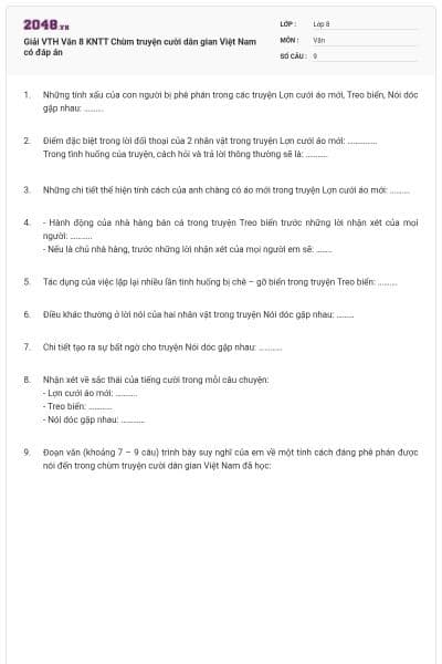 Giải VTH Văn 8 KNTT Chùm truyện cười dân gian Việt Nam có đáp án